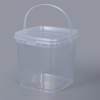 購入 2L 容量 食品級 清らかな方形 プラスチックバケツ 餅乾の保管用の取っ手付き オンライン製造