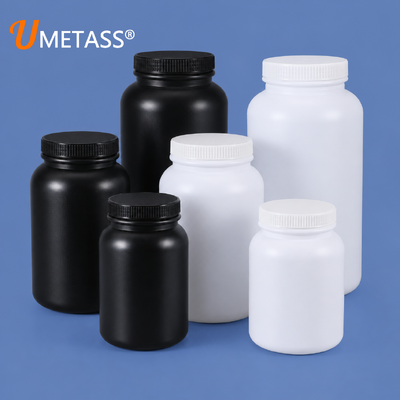 購入 粉末、顆粒、化学試薬、有機溶剤用 HDPE 広口丸型プラスチックボトル 2L-4L カスタムロゴ オンライン製造