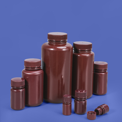 定制化工耐性 広口 茶色 HDPE / PP プラスチックボトル