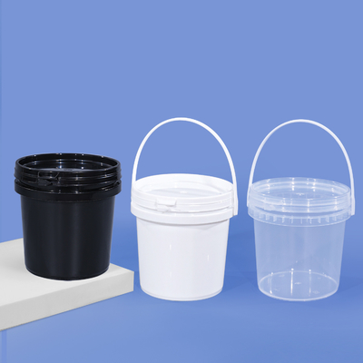 UMETASS 2L 食品グレード 透明なプラスチックバケツ プリントされた蓋とパスティックハンドル