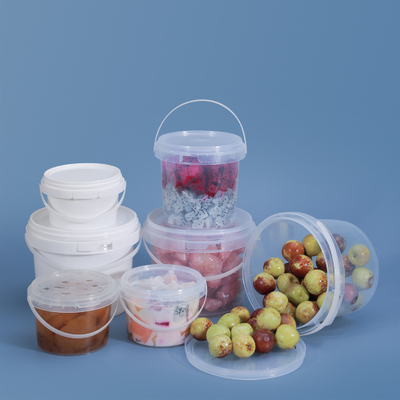 透明な丸いプラスチック製の食品貯蔵バケツ 容量 280ml/450ml/650ml 食品級
