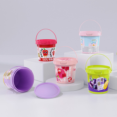オーダーメイドロゴ ピーナッツバターパッケージング用の蓋柄付きPPプラスチックバケツ