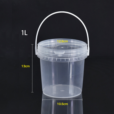 1L 透明なプラスチックバケツ 引くリング蓋付き 食品品類のパッケージング用