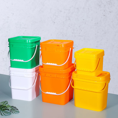 環境に優しい 3.5L 5L 6L 10L 20L ツール保管用のハンドル付きの方形のプラスチックバケツ