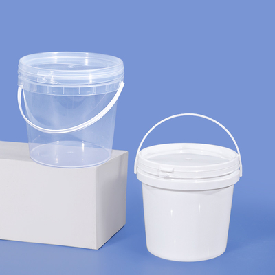 UMETASS 2L 透明食品グレードのプラスチックバケツ 蓋とハンドル 防水PP容器