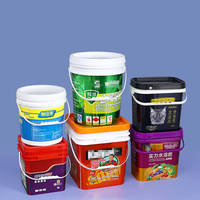 水 5 ガロン 20L 平方 メタルハンドルと蓋付きのプラスチック塗料バケツ 実用的な