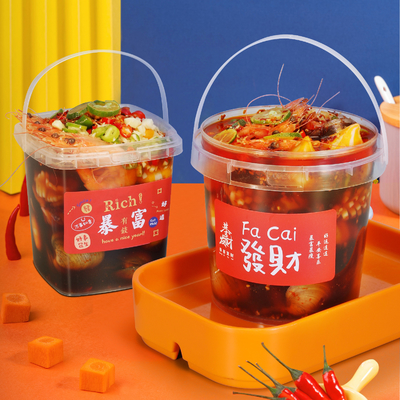 PP食品グレード ガスケット 透明なプラスチック 海鮮 煮込み 2リットルのバケツ 梱包容器