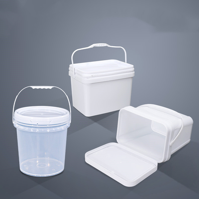8L 厚い白色 透明 大正方形 プラスチックバケツ 容器 蓋付き 食品グレード