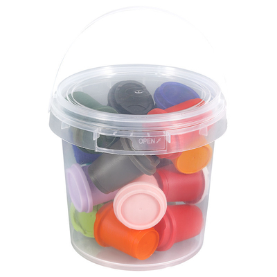 100%素材 透明なプラスチック 丸いコーヒー豆 蓋とハンドル付き 貯蔵バケツ