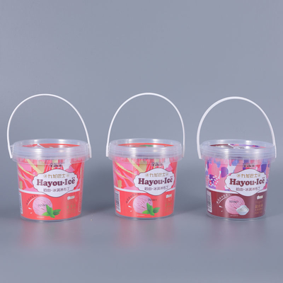 販売 2L ホワイト/ブラック/透明プラスチックバケツ 食品グレードのスナック用の蓋柄付き