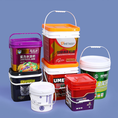 PP四角塗料バケツ プラスチック容器 25リットル ホワイト オレンジ OEM