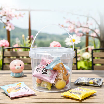 蓋とハンドル付きの環境に優しい丸型プラスチックバケツ（バルク食品包装用）